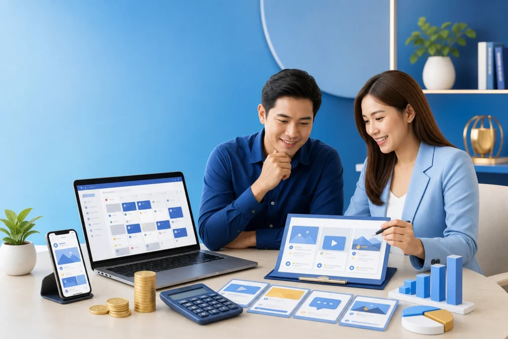 เจ้าของธุรกิจปรึกษาทีมการตลาดเรื่องแพ็กเกจและราคาดูแลเพจ Facebook รายเดือน